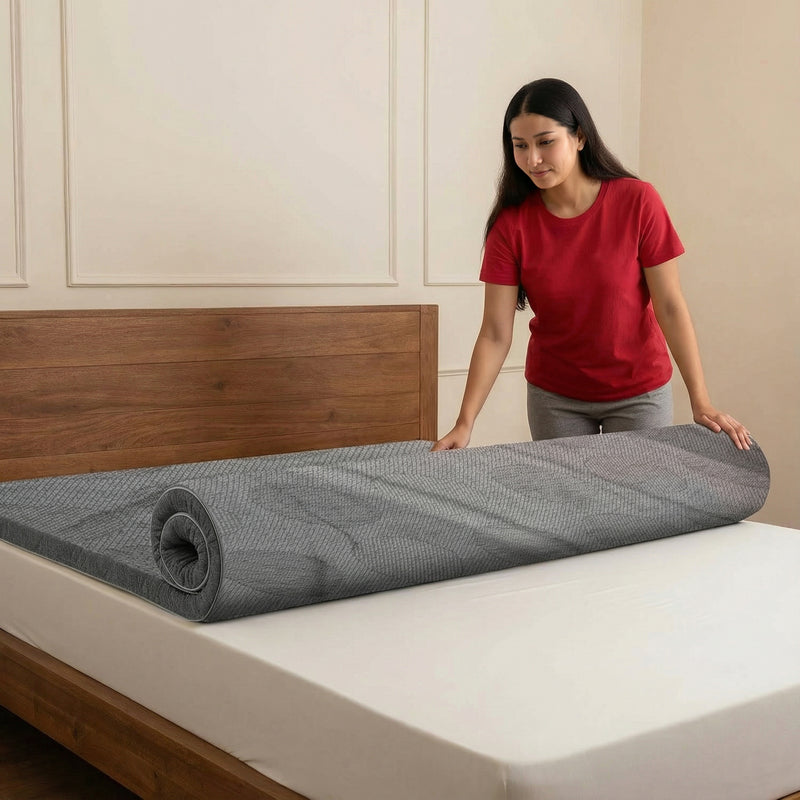 Ultimate Mattress Topper with Premium Cover | Mattress Topper for Back Pain & Neck Pain | Soft & Supportive | 10x Sleep Comfort, Grey