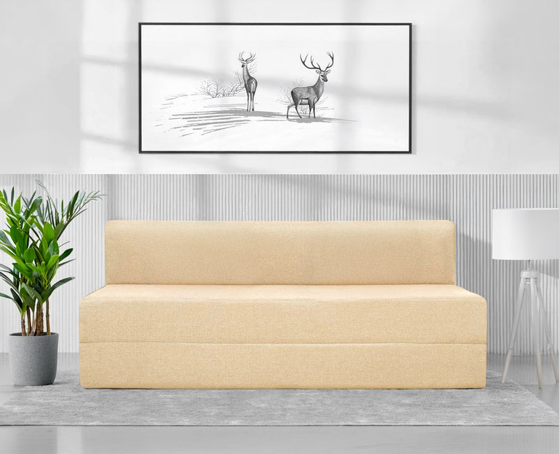 Mcfit Sofa cum Bed | Laser Quilted Velvet | Beige