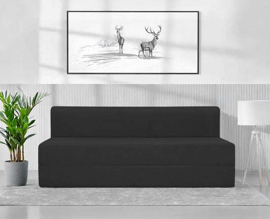 Mcfit Sofa cum Bed | Laser Quilted Velvet | Black