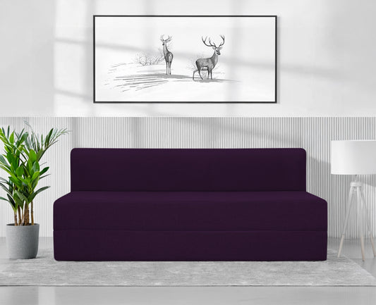 Mcfit Sofa cum Bed | Laser Quilted Velvet | Dark Purple