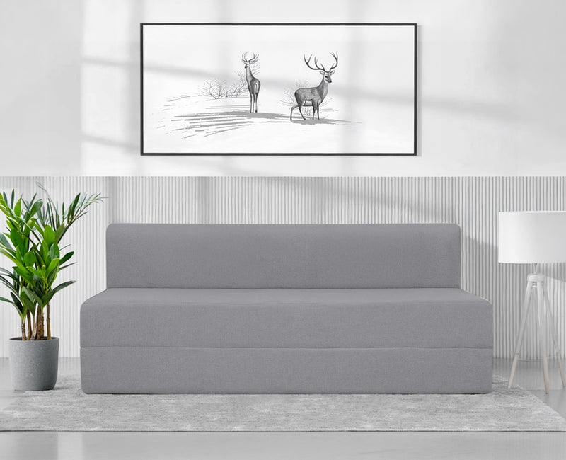 Mcfit Sofa cum Bed | Laser Quilted Velvet | Grey