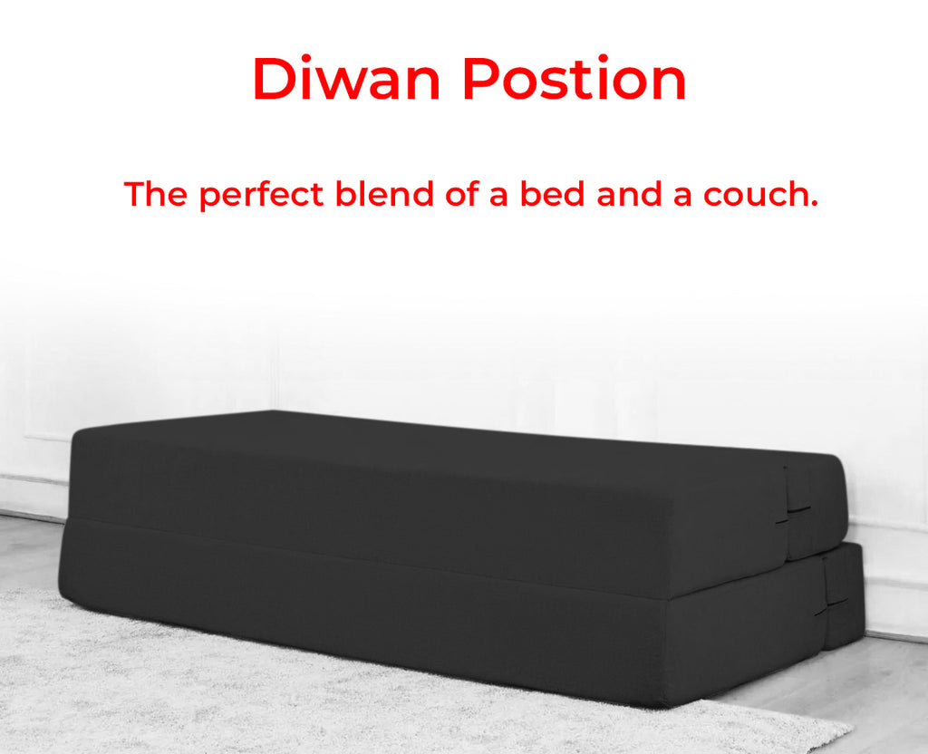 Mcfit Sofa cum Bed | Laser Quilted Velvet | Black