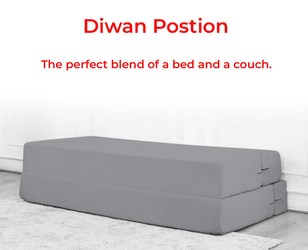 Mcfit Sofa cum Bed | Laser Quilted Velvet | Grey