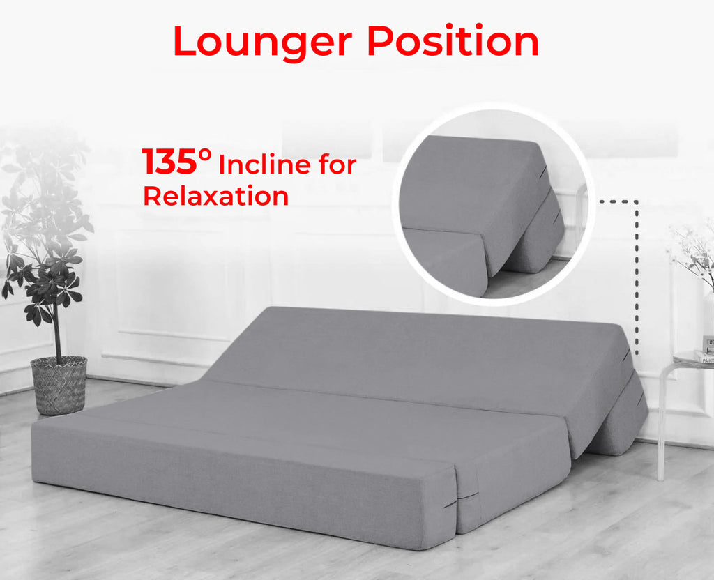 Mcfit Sofa cum Bed | Laser Quilted Velvet | Grey