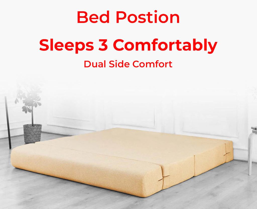 Mcfit Sofa cum Bed | Laser Quilted Velvet | Beige