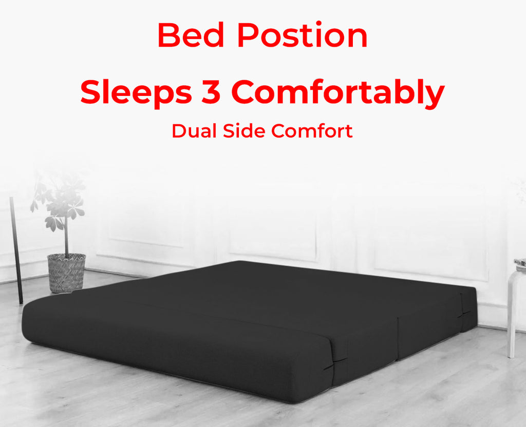 Mcfit Sofa cum Bed | Laser Quilted Velvet | Black