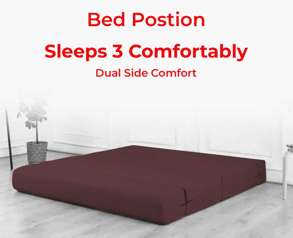 Mcfit Sofa cum Bed | Laser Quilted Velvet | Coffee