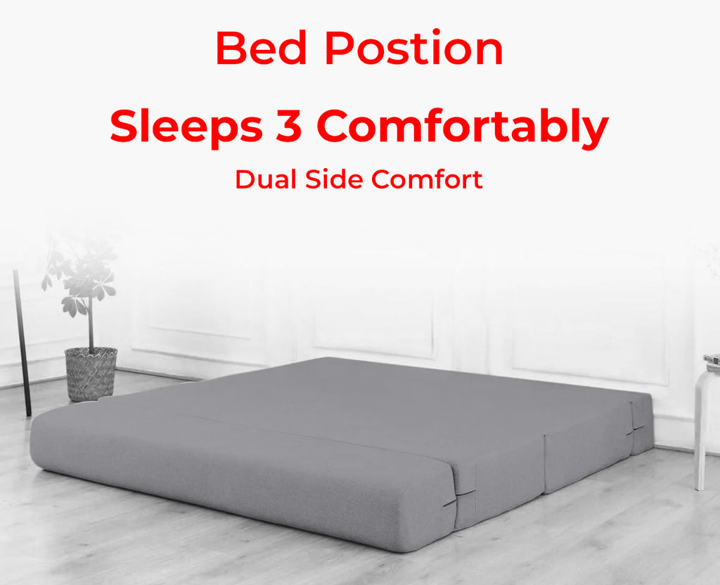 Mcfit Sofa cum Bed | Laser Quilted Velvet | Grey