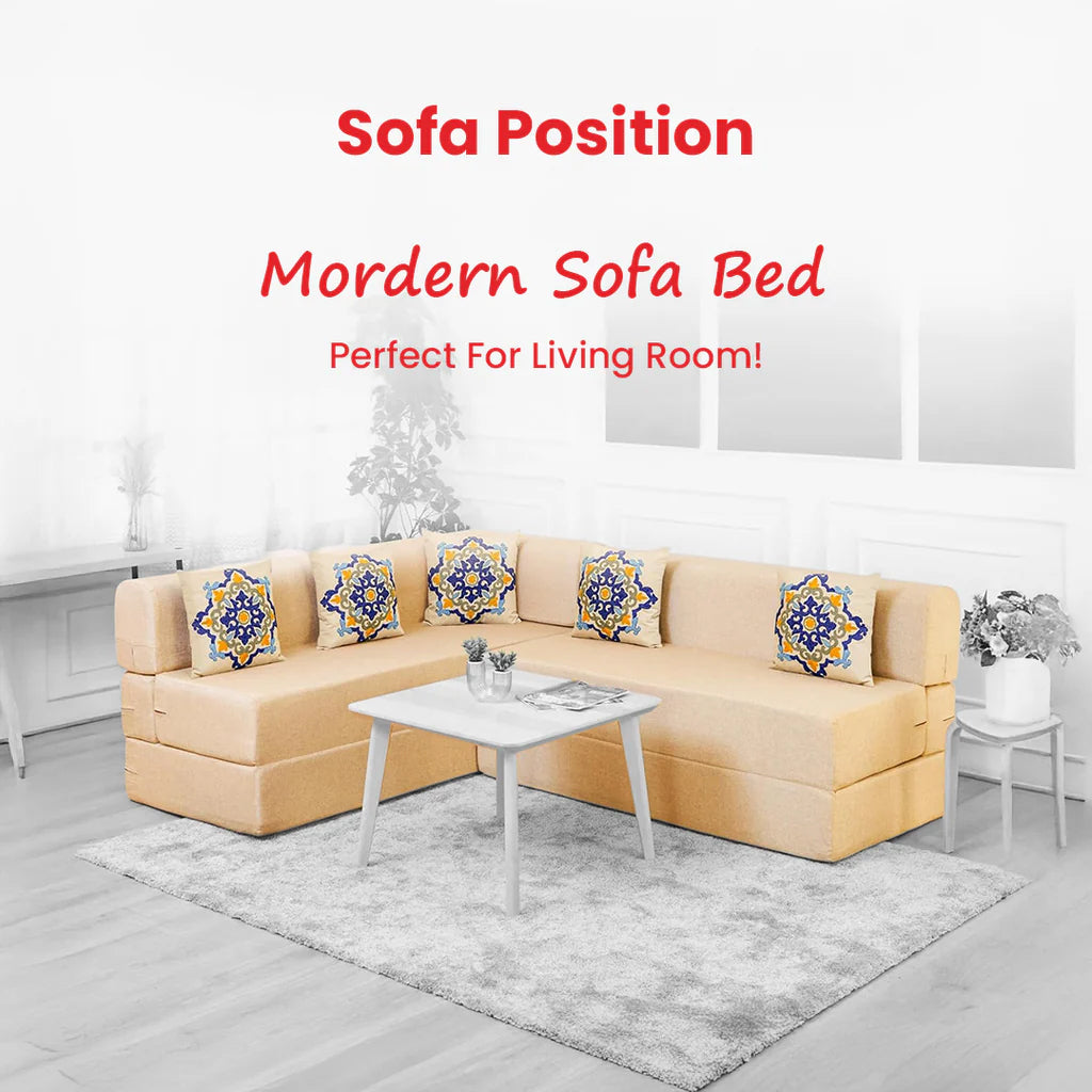 Mcfit L Shaped Sofa Bed | 5 Seater | Diamond Shape Quilted Velvet