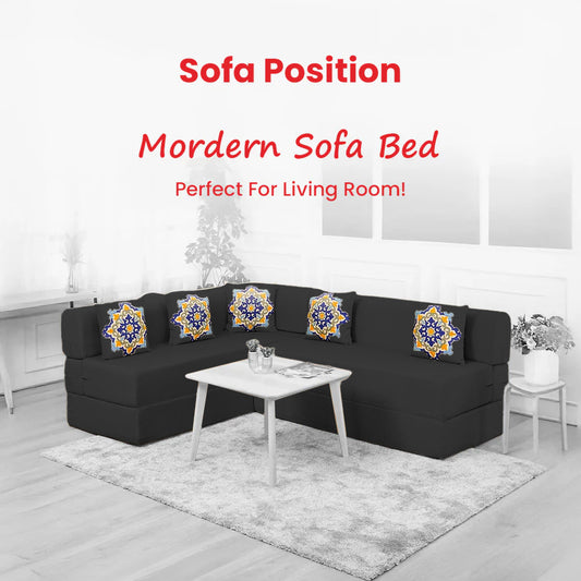 Mcfit L Shaped Sofa Bed | 5 Seater |Dark Purple Diamond Shape Quilted Velvet