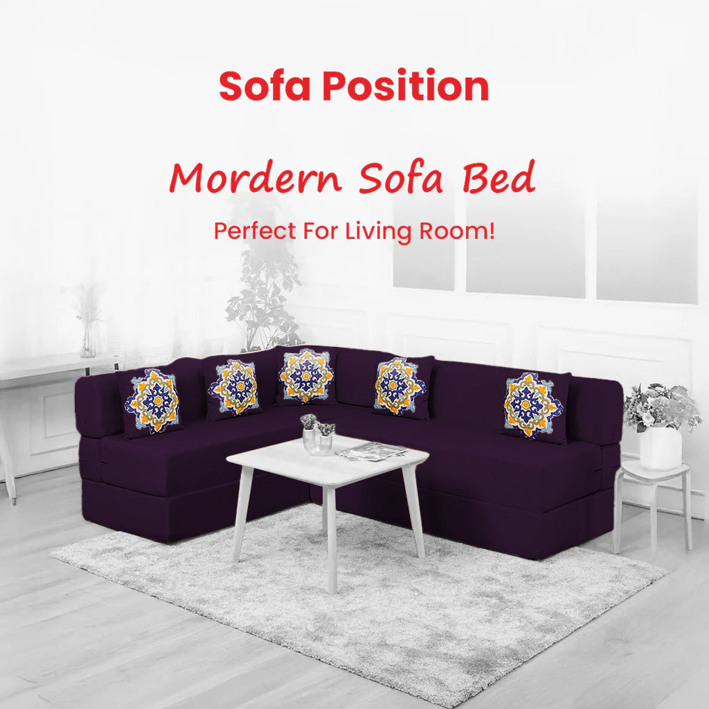 Mcfit L Shaped Sofa Bed | 5 Seater | Diamond Shape Quilted Velvet