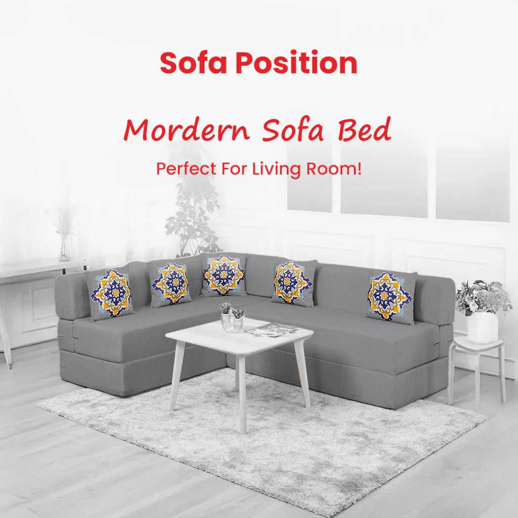 Mcfit L Shaped Sofa Bed | 5 Seater | Diamond Shape Quilted Velvet