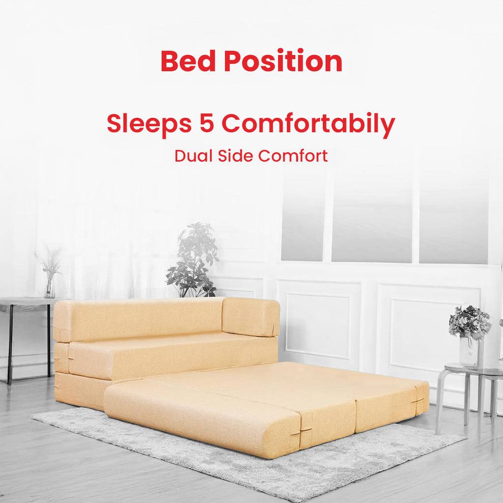 Mcfit L Shaped Sofa Bed | 5 Seater | Diamond Shape Quilted Velvet